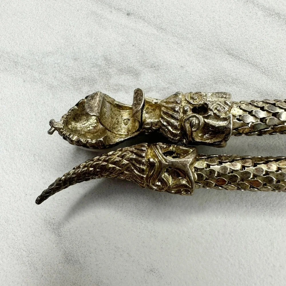Vintage Gold-Tone Snake Waist Belt with Pearl Eye